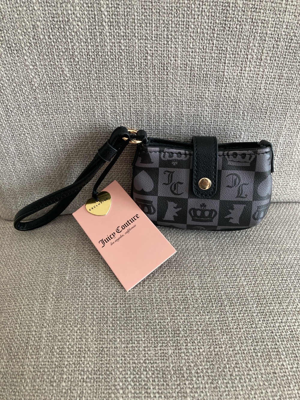 Juicy Couture Black Mini Heart Bag Charm with Gold Hardware